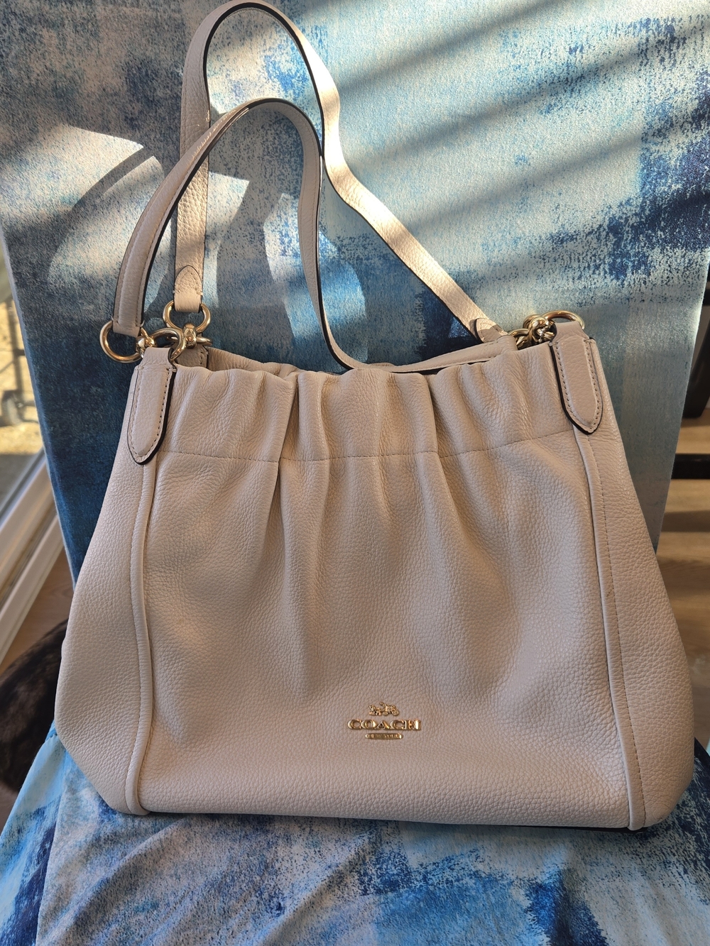Coach Pebble Leather Shoulder Bag in Cream